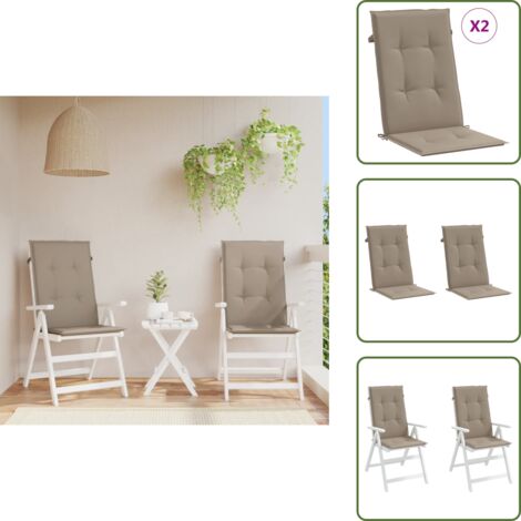 The Living Store Cuscini per Sedie Alte 2 pz Tortora 120x50x3 cm in Tessuto - Cuscino per sedia