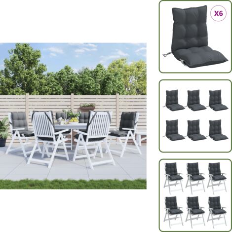 The Living Store Cuscini per Sedie Schienali Bassi 6 pz Antracite Tessuto Oxford - Cuscini da giardino