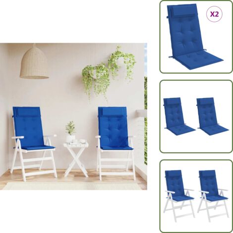 The Living Store Cuscini Sedia con Schienale Alto 2 pz Blu Reale Tessuto Oxford - Cuscino per sedia