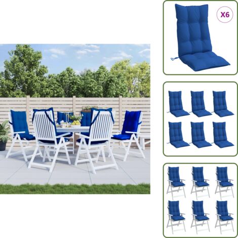The Living Store Cuscini Sedia con Schienale Alto 6 pz Blu Reale Tessuto Oxford - Cuscino per sedia