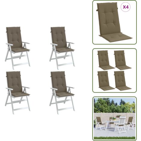 The Living Store Cuscini Sedia Schiena Alta 4 Tortora Mélange 120x50x4 Tessuto - Cuscino da patio