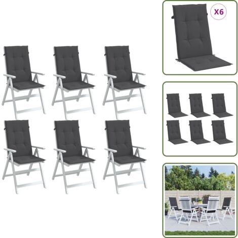 The Living Store Cuscini Sedia Schiena Alta 6 Antracite Mélange 120x50x4 Tessuto - Cuscino per sedia