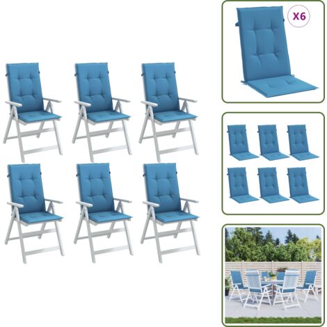 The Living Store Cuscini Sedia Schiena Alta 6 Blu Mélange 120x50x4 Tessuto - Cuscino da patio