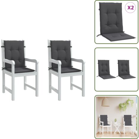 The Living Store Cuscini Sedia Schiena Bassa 2 pz Antracite Mélange 100x50x4 cm - Cuscino per sedie