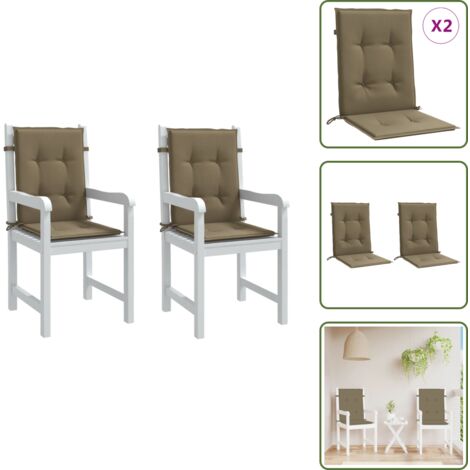 The Living Store Cuscini Sedia Schiena Bassa 2 pz Tortora Mélange Tessuto - Cuscino per sedia