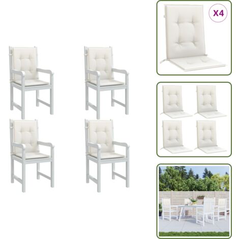 The Living Store Cuscini Sedia Schiena Bassa 4 pz Crema Mélange 100x50x4 Tessuto - Cuscini per sedie