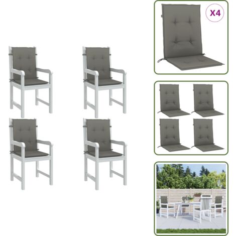 The Living Store Cuscini Sedia Schiena Bassa 4 pz Grigio Mélange 100x50x4 cm - Cuscino per sedie