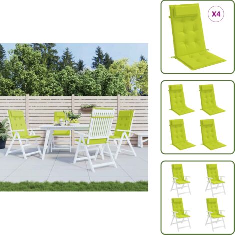 The Living Store Cuscini Sedia Schienale Alto 4 pz Verde Chiaro Tessuto Oxford - Cuscino per sedia