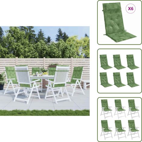 The Living Store Cuscini Sedia Schienale Alto 6 pz Motivo Foglie Tessuto Oxford - Cuscino per sedia