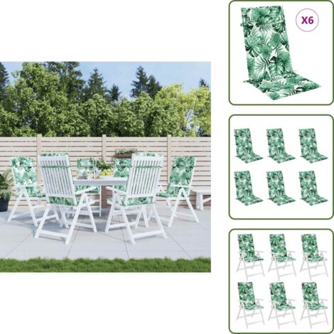The Living Store Cuscini Sedia Schienale Alto 6 pz Motivo Foglie Tessuto Oxford - Cuscino per sedia