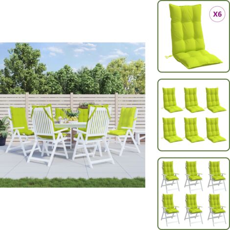 The Living Store Cuscini Sedia Schienale Alto 6 pz Verde Chiaro Tessuto Oxford - Cuscino per sedia