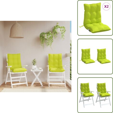 The Living Store Cuscini Sedia Schienale Basso 2 pz Verde Chiaro Tessuto Oxford - Cuscino per sedia