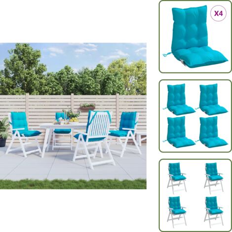 The Living Store Cuscini Sedia Schienale Basso 4 pz Turchese in Tessuto Oxford - Cuscino per sedia