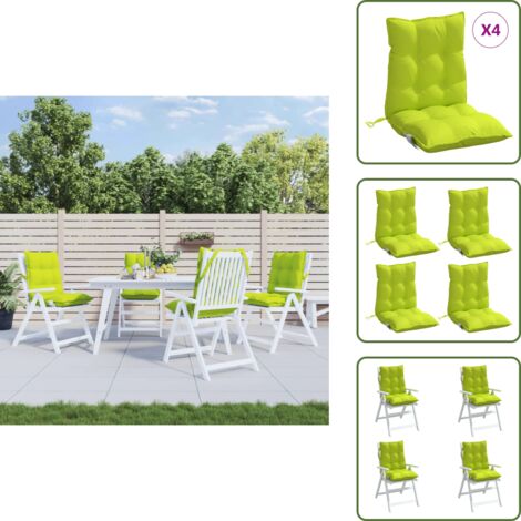 The Living Store Cuscini Sedia Schienale Basso 4 pz Verde Chiaro Tessuto Oxford - Cuscino per sedia