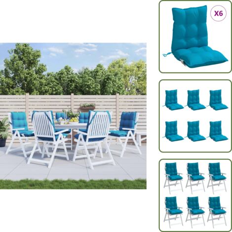 The Living Store Cuscini Sedia Schienale Basso 6 pz Azzurro in Tessuto Oxford - Cuscini da giardino