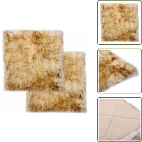 The Living Store Cuscini Sedie 2pz Melange Marrone 40x40cm Vera Pelle di Montone - Cuscino in pelle di montone