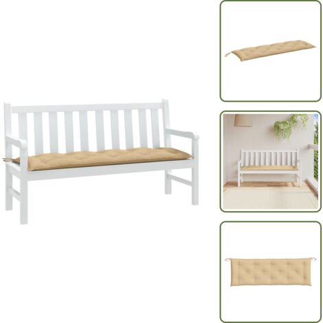 The Living Store Cuscino Panca da Giardino Beige Mélange 150x50x7 cm in Tessuto - Cuscino da patio
