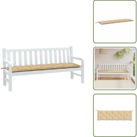 The Living Store Cuscino Panca da Giardino Beige Mélange 180x50x7 cm in Tessuto - Cuscino da patio