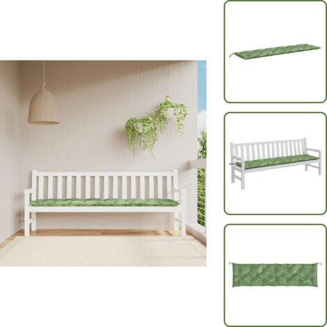 The Living Store Cuscino Panca da Giardino Motivo a Foglie 200x50x7 cm Tessuto - Cuscino da patio