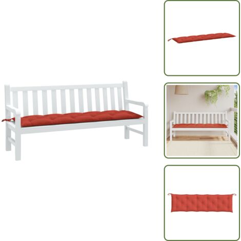 The Living Store Cuscino Panca da Giardino Rosso Mélange 180x50x7 cm in Tessuto - Cuscino da patio