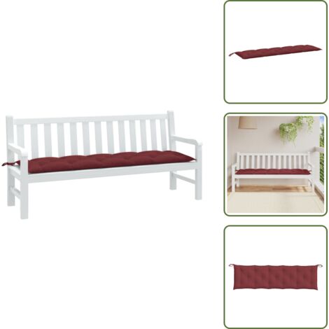 The Living Store Cuscino Panca da Giardino Rosso Vino Mélange 180x50x7cm Tessuto - Cuscino da patio