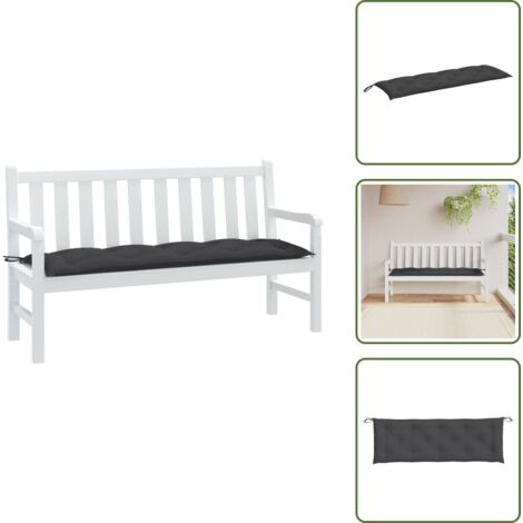 The Living Store Cuscino Panca Giardino Antracite Mélange 150x50x7 cm Tessuto - Cuscino da patio