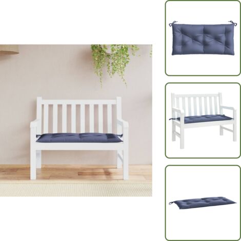 The Living Store Cuscino Panca Giardino Blu Marino 110x50x7 cm in Tessuto Oxford - Cuscino da patio