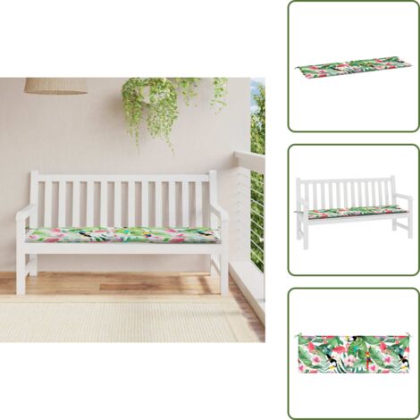 The Living Store Cuscino Panca Giardino Multicolore 150x50x4cm in Tessuto Oxford - Cuscino da patio