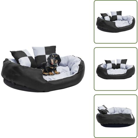 The Living Store Cuscino per Cani Reversibile e Lavabile Grigio Nero 85x70x20 cm - Cuscino per animali domestici