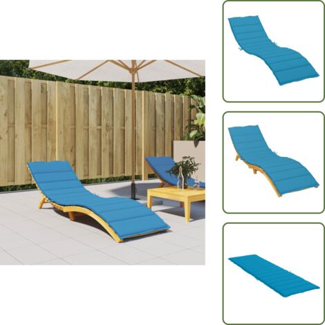 The Living Store Cuscino per Lettino Blu 200x50x3 cm in Tessuto Oxford - Cuscino per lettino