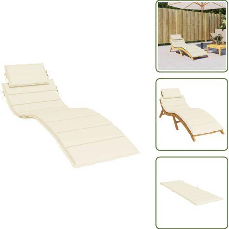 The Living Store Cuscino per Lettino Crema 186x58x4 cm in Tessuto Oxford - Cuscino da patio