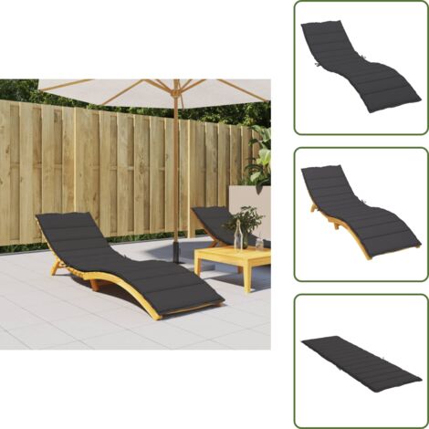 The Living Store Cuscino per Lettino Nero 200x50x3 cm in Tessuto Oxford - Cuscino per lettino