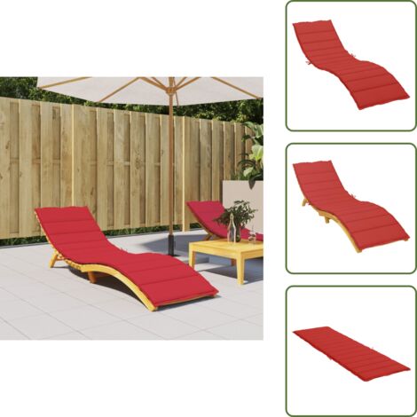 The Living Store Cuscino per Lettino Rosso 200x60x3 cm in Tessuto Oxford - Cuscino da giardino