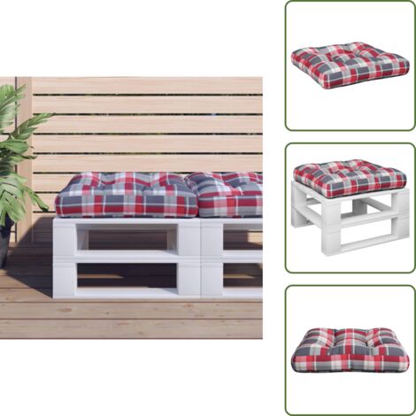 The Living Store Cuscino per Pallet a Quadri Rosso 58x58x10 cm in Tessuto - Cuscino da giardino