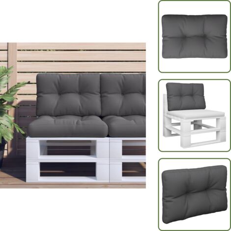 The Living Store Cuscino per Pallet Antracite 60x40x12 cm in Tessuto - Cuscino da giardino