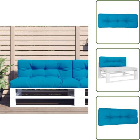 The Living Store Cuscino per Pallet Blu Chiaro 120x40x12 cm in Tessuto - Cuscino da giardino