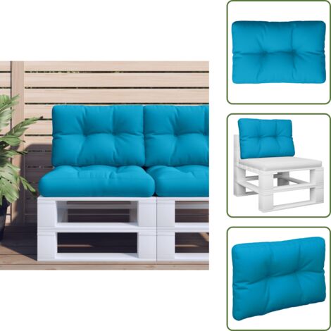 The Living Store Cuscino per Pallet Blu Chiaro 50x40x12 cm in Tessuto - Cuscino da giardino