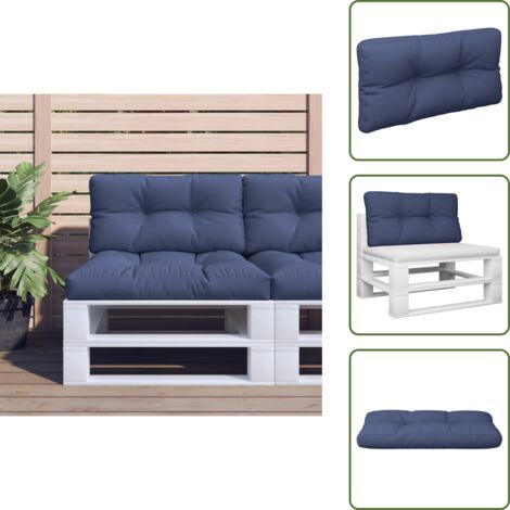 The Living Store Cuscino per Pallet Blu Marino 120x40x12 cm in Tessuto - Cuscino da giardino