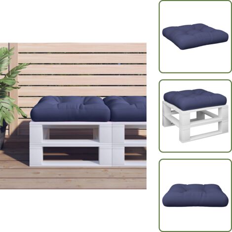 The Living Store Cuscino per Pallet Blu Marino 60x60x12 cm in Tessuto - Cuscino da giardino