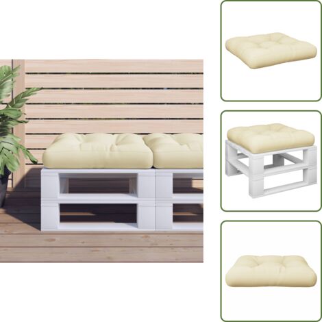 The Living Store Cuscino per Pallet Crema 50x50x12 cm in Tessuto - Cuscino da giardino