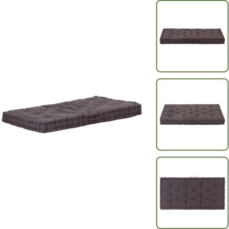 The Living Store Cuscino per Pallet e Pavimento in Cotone 120x80x10 cm Antracite - Cuscino per pavimento