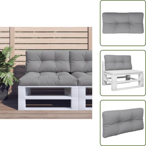 The Living Store Cuscino per Pallet Grigio 80x40x12 cm in Tessuto - Cuscino da giardino