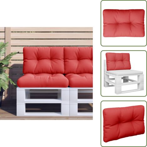 The Living Store Cuscino per Pallet Rosso 50x40x12 cm in Tessuto - Cuscino da giardino