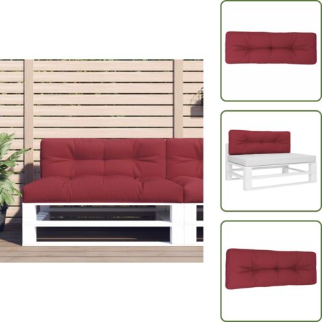 The Living Store Cuscino per Pallet Rosso Vino 120x40x12 cm in Tessuto - Cuscino da giardino
