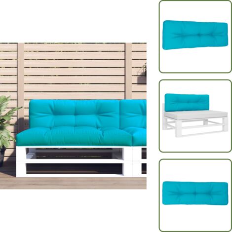 The Living Store Cuscino per Pallet Turchese 120x40x12 cm Tessuto - Cuscino da giardino