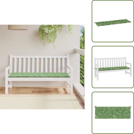 The Living Store Cuscino per Panca a Foglie 150x50x4 cm in Tessuto Oxford - Cuscino da giardino