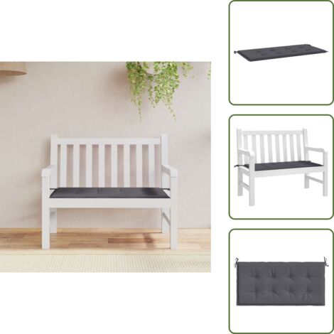 The Living Store Cuscino per Panca Antracite 100x50x4 cm in Tessuto Oxford - Cuscino per panca