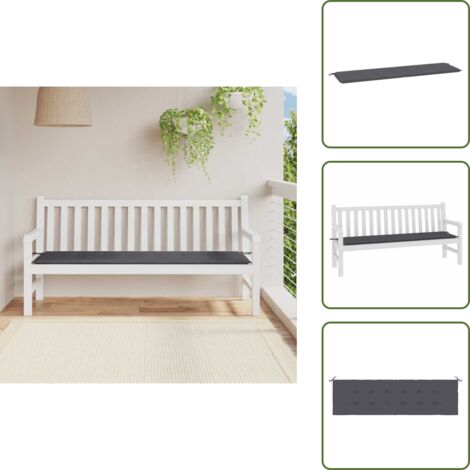 The Living Store Cuscino per Panca Antracite 180x50x3 cm in Tessuto Oxford - Cuscino per panca