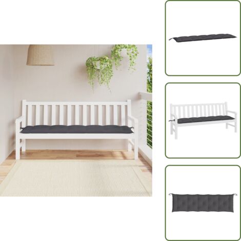 The Living Store Cuscino per Panca Antracite 180x50x7 cm in Tessuto Oxford - Cuscino per panca