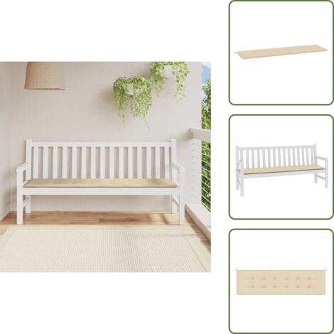 The Living Store Cuscino per Panca Beige 180x50x3 cm in Tessuto Oxford - Cuscino da giardino